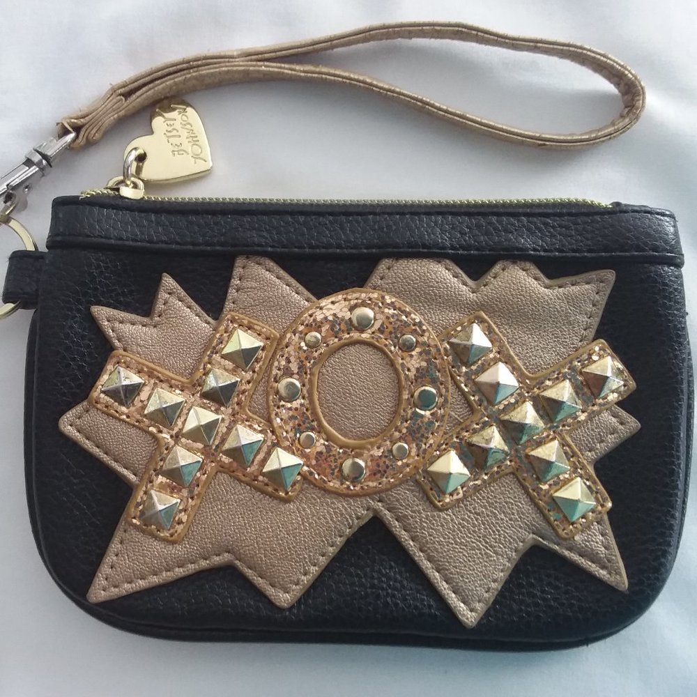 Betsey Johnson XOX Bronze/Black Leatherlike Wristlet